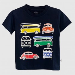 4D VINTAGE BUS AUGMENTED REALITY T-SHIRT FOR BOYS (NAVY)