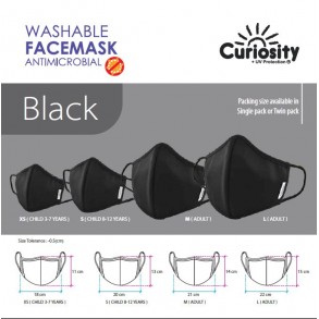 Washable Face Mask Antimicrobial with Adjustable Stopper and Nose Bridge - Single Pack